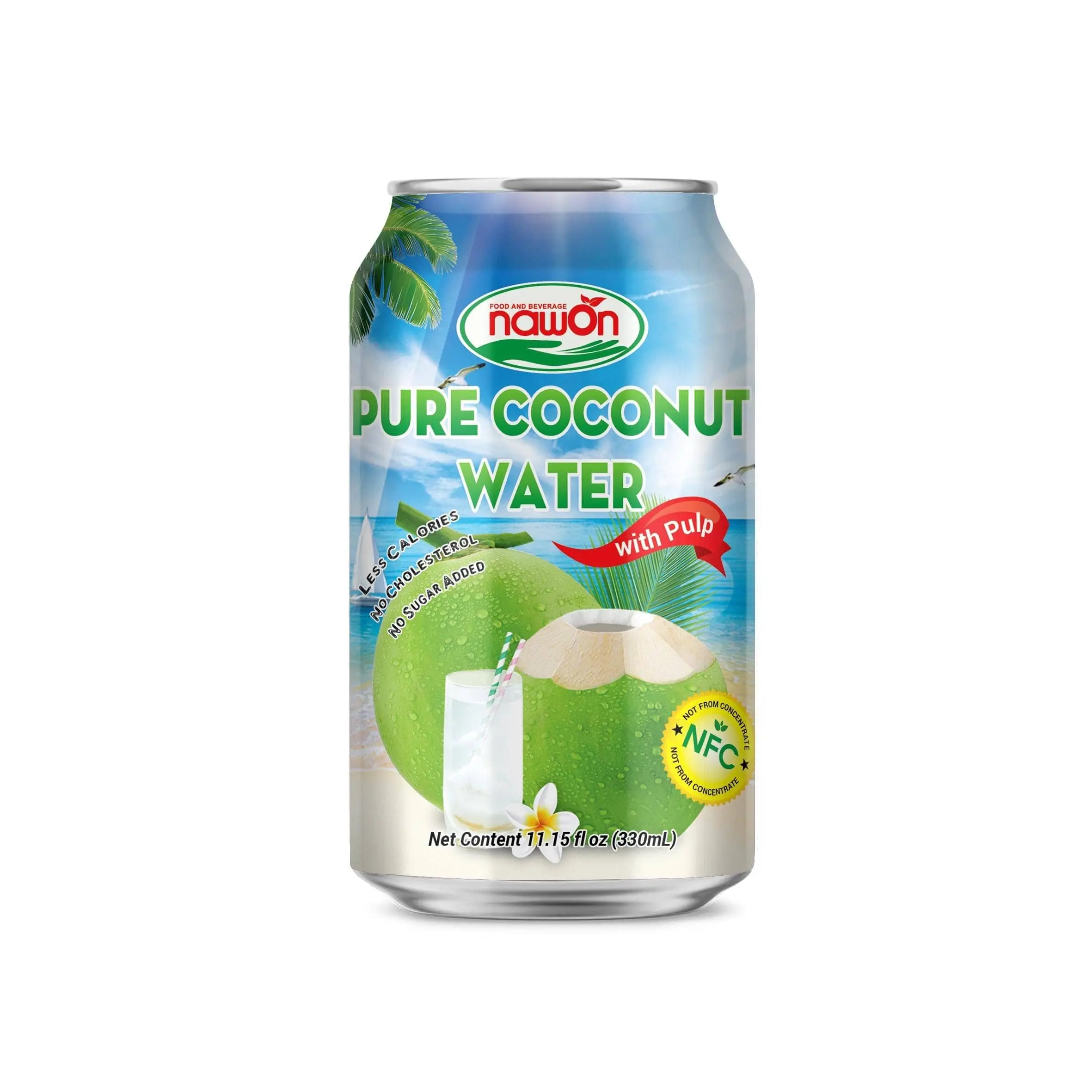 Wholesale 330ml Pure Coconut Water With Pulp Premium Soft Drink OEM ODM Private Label Beverage Manufacturer